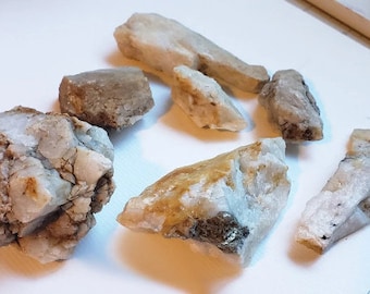 7 pc white milky Quartz crystal Rock, nugget stones, gemstone, 1lb raw quartzite, pyrite, minerals, fishtank aquarium rocks, terrarium,