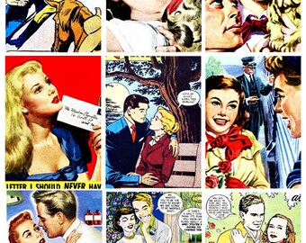 Instant download vintage lovers couples collage sheet digital printable 2.5" x 3.5"  aceos clipart