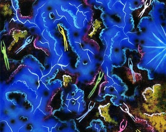 Souls Ascending To Heaven, Abstract painting, original art print, celestial spiritual art, the afterlife By Elizavella