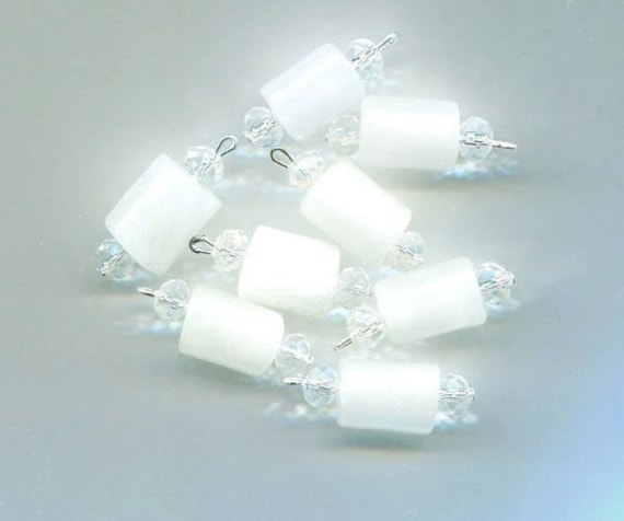 white onyx stone pendants, gemstone bead charms, bead drops, natural jewelry, tube beads lot