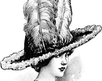 Victorian Woman Hat Grand Chapeau 1911 fashion png jpg printable art clipart download digital image downloadable clip art graphics