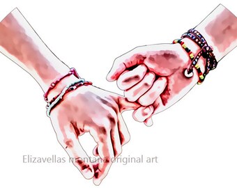 woman and mans hands pinky swear png overlay, lovers hands clipart, couples hands png, printable art, jpg instant download digital painting