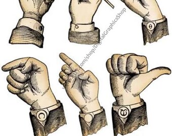 mens hand gestures, hand study positions illustrations, clipart, png, jpg, digital collage sheet, instant download printables