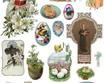 vintage Easter Cards Art, png, Easter clipart, jpg, printable art ,instant download , Easter bunny, Digital collage printable