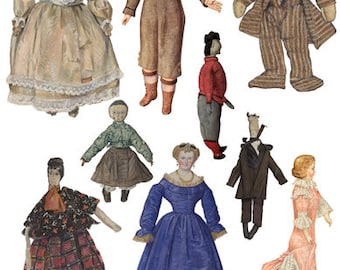 vintage paper dolls watercolor paintings digital clipart set jpg png creepy antique baby dolls collage sheet printable