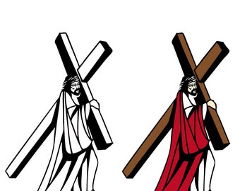 Jesus christ carrying cross png clipart jpg printable art digital print download