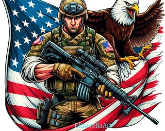 printable american soldier png, American bald eagle png, USA flag png patriotic art logo military vet clipart America Proud jpg download