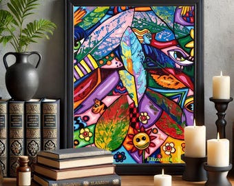 Genesis Unveiled abstract canvas painting, original art, hand painted art, surreal acrylics modern artwork By Elizavella