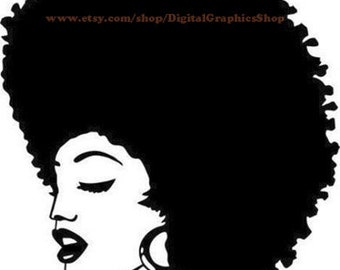 black woman svg, african, womans face, pinup girl, printable art, intsant download, clipart png, afro hair, template, disco diva