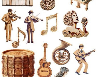 musicians singers musical paper crafts cut outs digital collage sheets download clipart printable die cuts