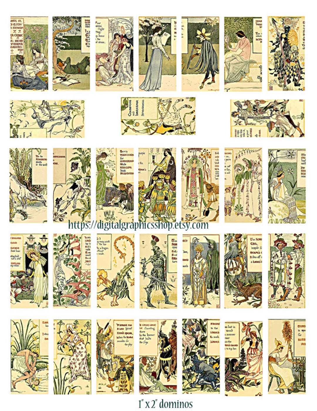 Domino Collage Sheet Victorian Garden Fairy Fairies Art 1 X 2 Inch ...