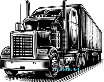 Semi Truck illustration png Clipart- Semi DIESEL Truck Cab clip art, TRUCKers Png, logo icons instant download printable