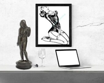 sexy maid, pinup girl svg, pinup girl png, bondage, S & M, printable art, clipart, jpg, vectors, erotica, instant download, images to print