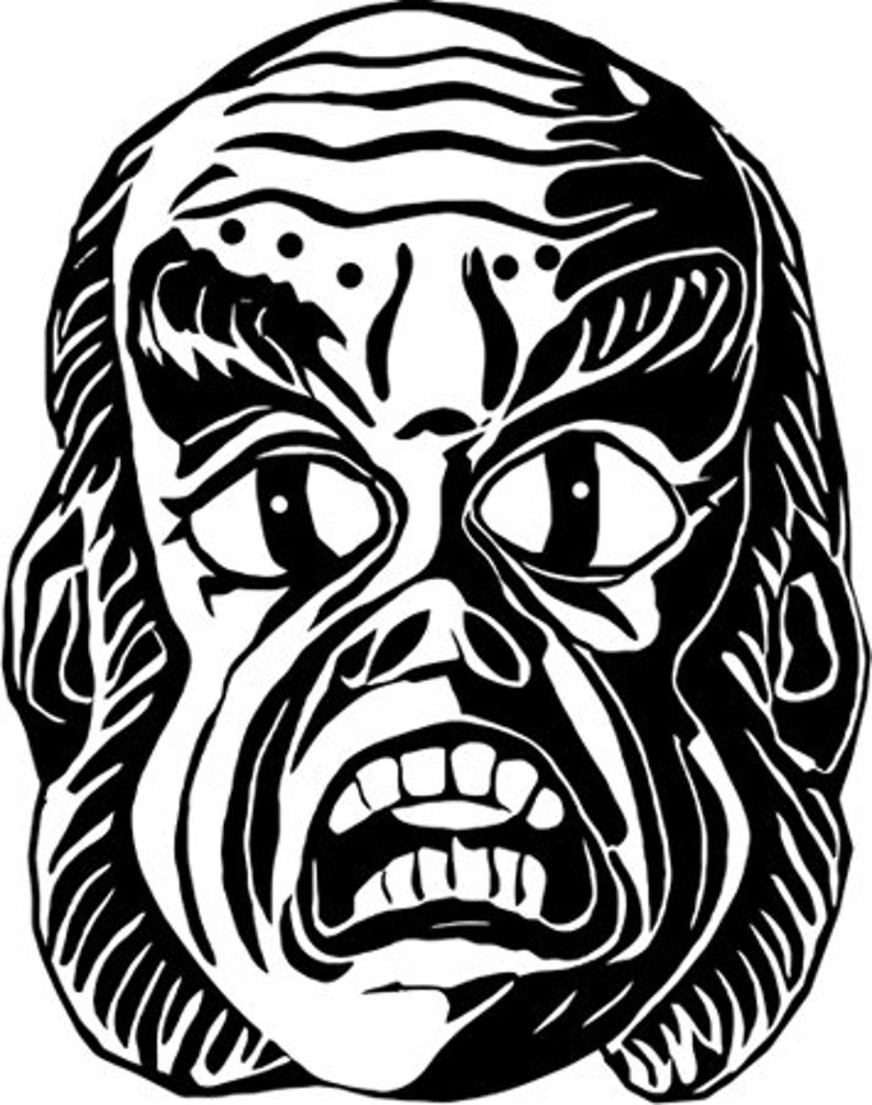 Creepy Monster man Face printable art halloween clipart png | Etsy