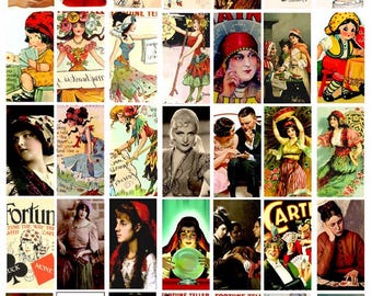 fortune tellers gypsy dominos collage sheet printables 1" X 2" inch digital instant download jewelry making images