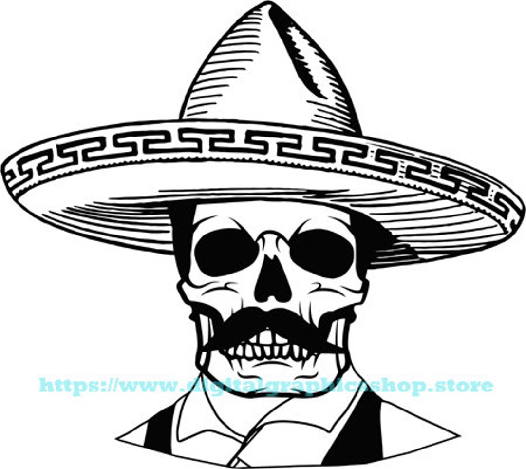 Emiliano Zapata Skull Png Day of the Dead Png Cowboy Etsy
