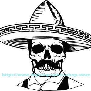 skull Mexican cowboy png, day of the dead png, cowboy skeleton printable skull  clipart, digital download,