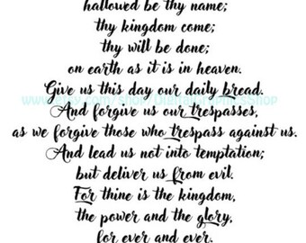 The Lords Prayer, Bible Quotes, png jpg, svg vector, printable our father prayer, religious, intant download, clipart, digital print