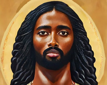 Beautiful black african Jesus Christ Man art digital painting instant download printable wall art