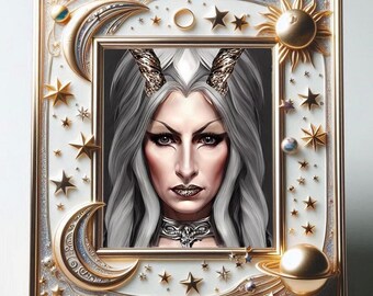 Pagan Capricorn Queen print Witches Zodiac art print original art 8x10 inch semi gloss fantasy fairytale art print