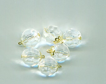 clear faceted crystal bead drops charms pendants 14mm 6 pc acrylic big beads