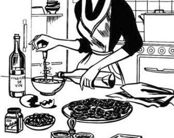 1950s woman cooking printable art clipart png download digital image graphics pinup girl jpg coloring page kitchen decor