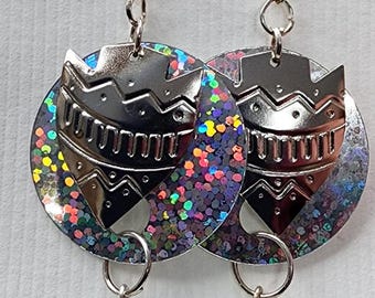 silver arrow head charm earrings, glitter sequin earrings, dangles bead drop handmade jewelry