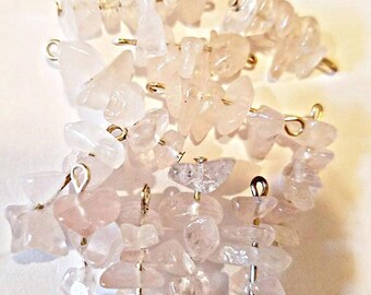 rose quartz crystal chip beaded eye pins gemstone jewelry supply