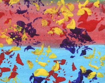 flowers abstract aceo painting, original art, miniature paintings nature plants