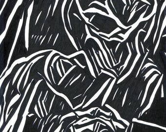 Eternal love, horror original art, Skeletons, skulls, abstract art, ink drawing, macabre, marker illustration