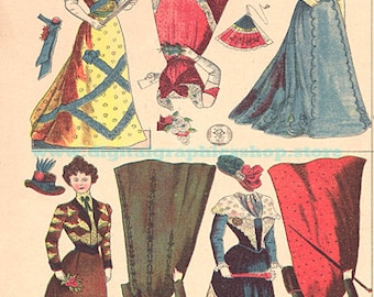 INSTANT DOWNLOAD, Victorian women paper dolls Digital Printable Collage Sheet Vintage-Inspired