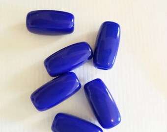 blue barrel tube beads lot 5mm x 18mm 10 piece plastic loose beads jewelry making crafts supplies