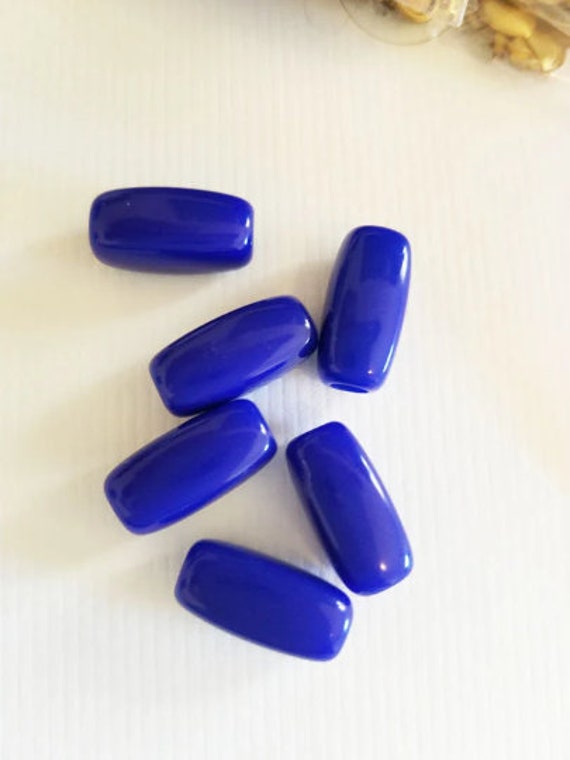 blue barrel tube beads lot 5mm x 18mm 10 piece plastic loose beads jewelry making crafts supplies
