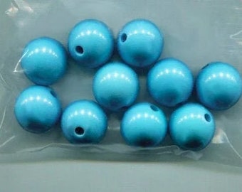 16mm blue acrylic beads plastic 10 pc big beads gumball beads lot BUBBLEGUM Beads jewelry making