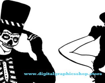 day of the dead, skeleton couple, clipart png ,svg vector, top hat, instant download, skull printable art, digital prints