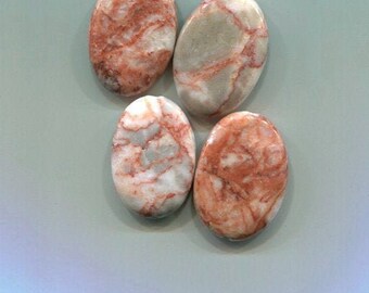 4 red marble oval stone beads gemstone pendants 21mm x 29mm natural jewelry lot