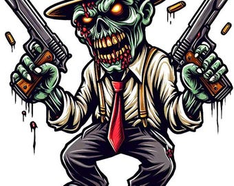 zombie gangster man horror art printable creepy dark art color illustration digital print goth art download