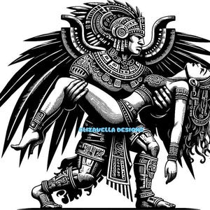 Aztec Warrior Angel Man Holding Woman Png , Aztec Princess Jpg