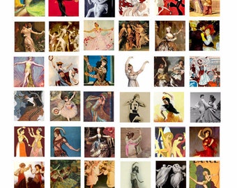 people dancing collage sheet 1 inch squares dance vintage art old photos dancers artclipart digital download images craft printables