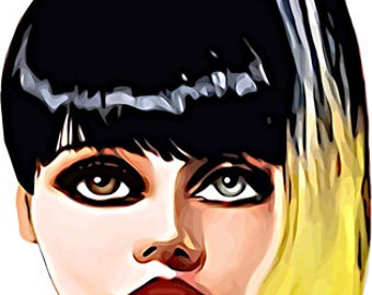 pop star Diva cartoon pinup brown and blue eye printable art clipart png fashion digital image woman graphics instant downloads die cuts