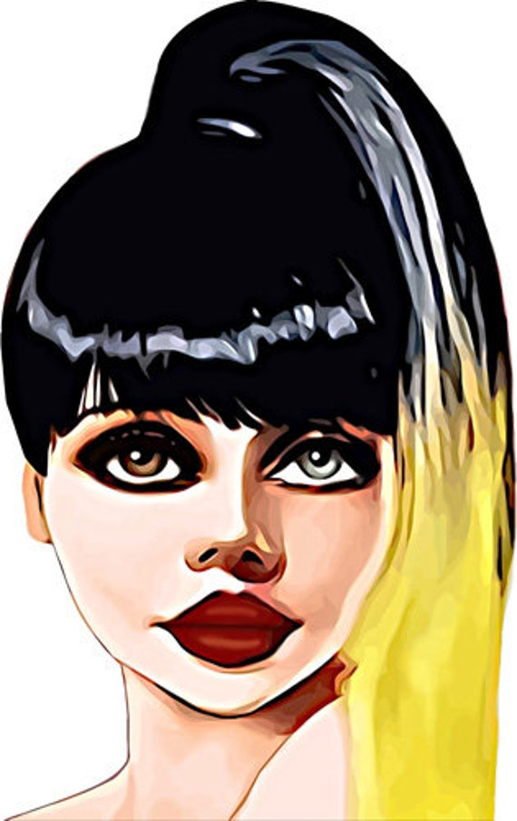 pop star Diva cartoon pinup brown and blue eye printable art clipart png fashion digital image woman graphics instant downloads die cuts