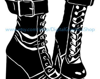 goth boots png, gothic fashion art, abstract art, shoe clipart,svg vector image, goth printable, instant download, digital prints