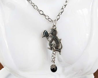 monkey with coconut bead drop necklace chain jungle animal jewelry