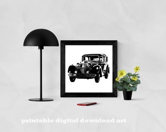 Old Antique classic car clipart png automobile printable art digital download image graphics digi stamp black and white artwork