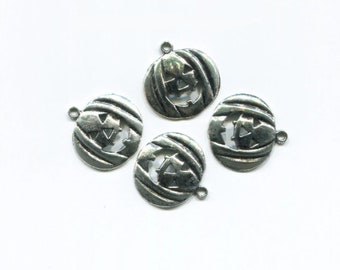 4 silver halloween charms jacko lantern pumpkin charms metal halloween pendants lot 20mm x 23mm halloween charms collection