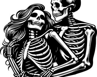 skeleton lovers couple embracing png download day of the dead black illustration printable skull png jpg clipart,