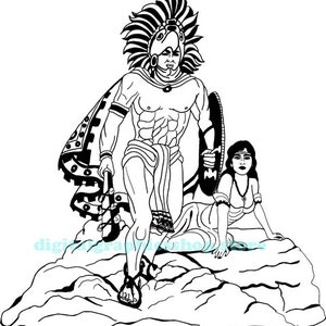 Azteekse krijger SVG Azteekse prinses SVG, Azteekse prinses PNG clipart, Azteekse strijder PNG, afdrukbare Mexicaanse Indiase kunst Mexico digitale download