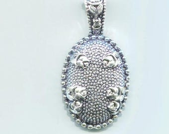metal silver rose cameo pendant victorian style oval charm 25 x 50mm metal jewelry supplies
