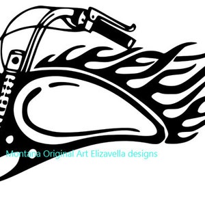 Motorcycle tank with flames png jpg svg biker clipart printable art digital instant download image