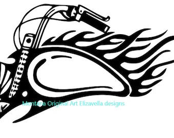 Motorcycle tank with flames png jpg svg biker clipart printable art digital instant download image